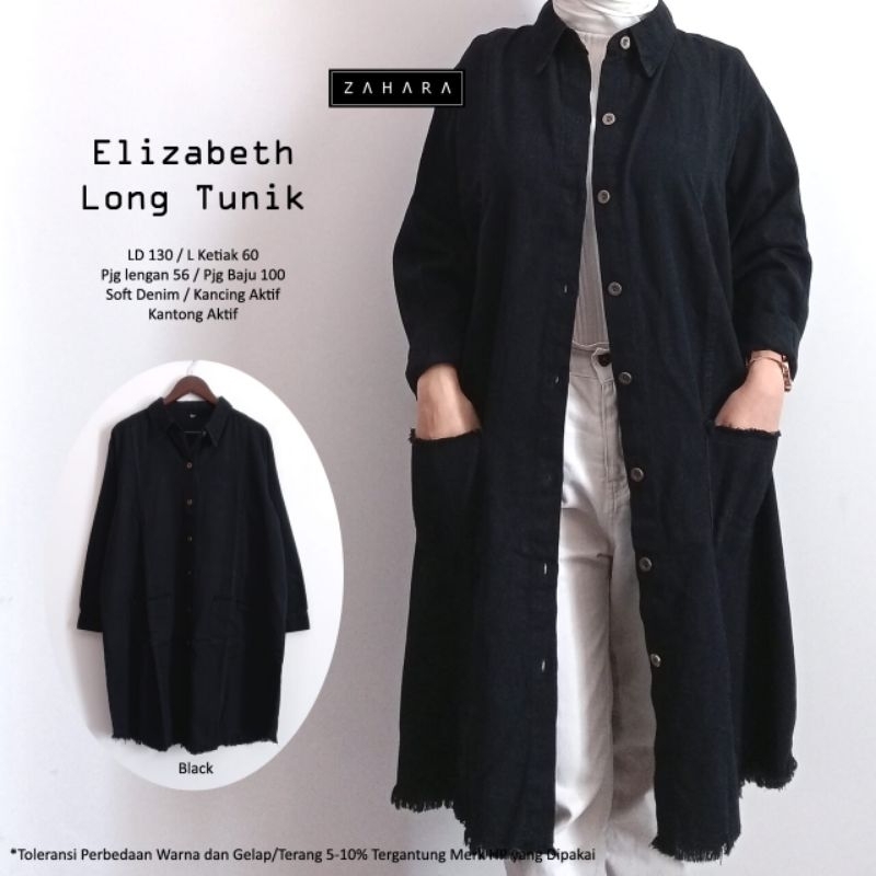 Long Tunik Long Outer Wanita Original Brand ZAHARA Bahan Denim Kode: Elizabeth Long Tunik - SmallSte