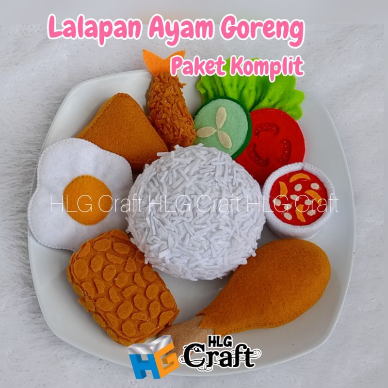 Mainan Edukasi / Replika Makanan Flane / Replika Nasi Lalapan Ayam Goreng Paket Komplit