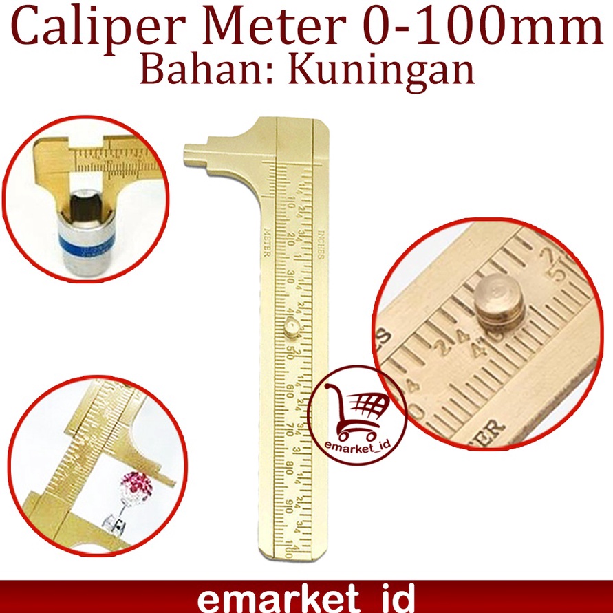 

MEN SALE Caliper Meter Bahan Kuningan 1mm Jangka Sorong Vernier Sigmat Pengukur Sketmat Mini