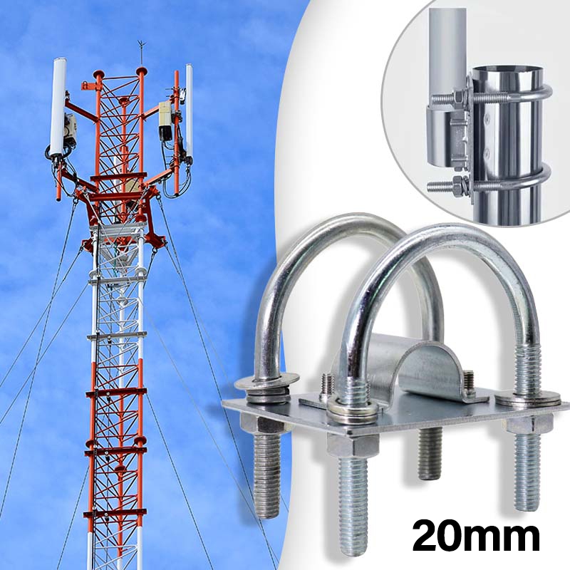 20mm Bracket Antena Klem Pipa Klem Tiang Klem Tiang Antena Bracket Pipa Penyangga Boom Antena Verti