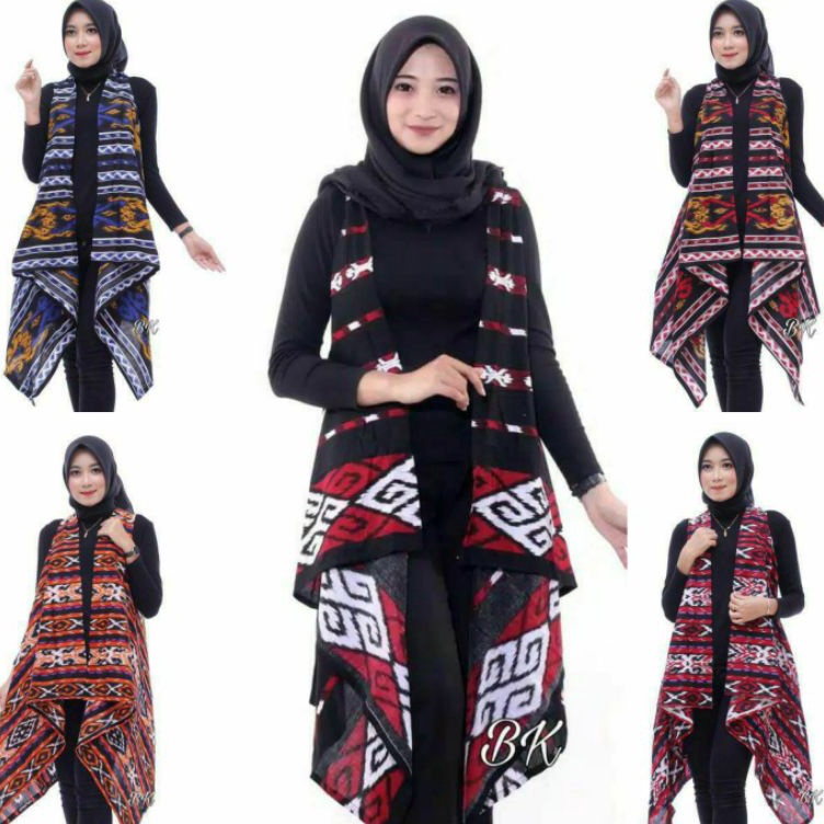 Harga Promo Outerwear Blazer Outer Long vest Bolero Panjang Batik Motif Songket Tenun Modern