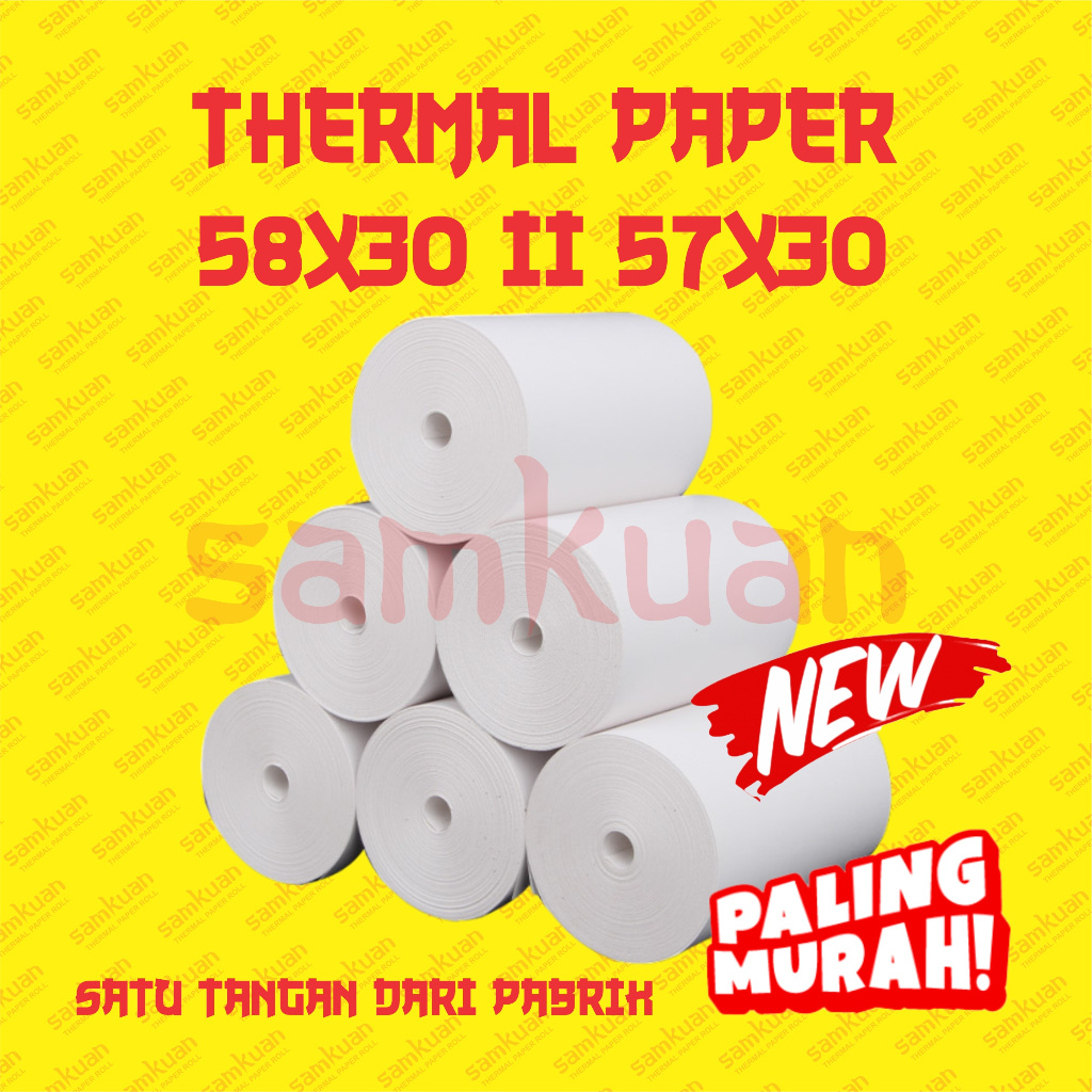 

KERTAS STRUK THERMAL PAPER ROLL 58MM 58x30 TERMAL EDC THERMAL PRINTER MINI BLUETOOTH 57x30 CORELESS PREMIUM