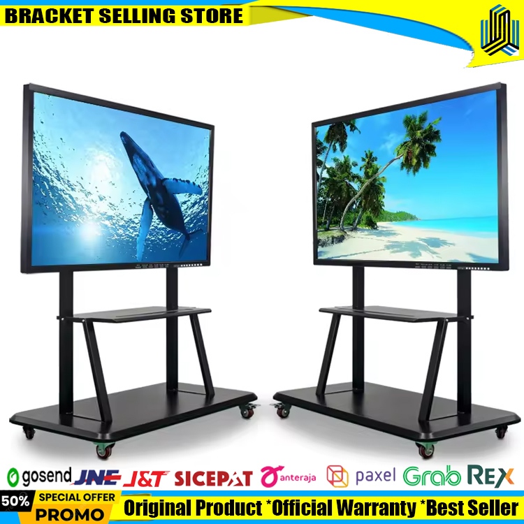 Bracket TV stand/Bracket Stand TV/Bracket Standing TV LED Dorong & Roda 24-32-40-43-50-55-60-65 Inch