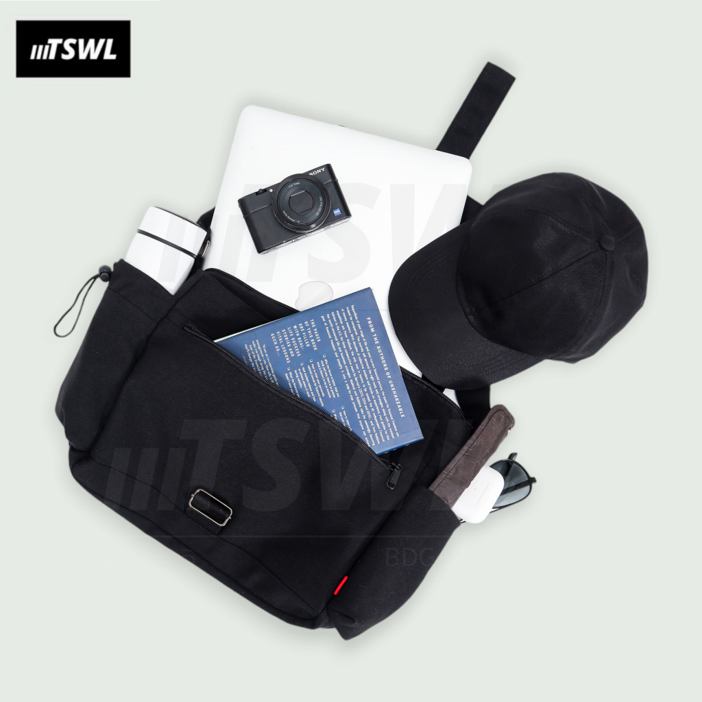 CUCI GUDANG TSWL - Tas Selempang Bahu Slingbag Sling Bag Kanvas Canvas Laptop Premium Tebal Besar