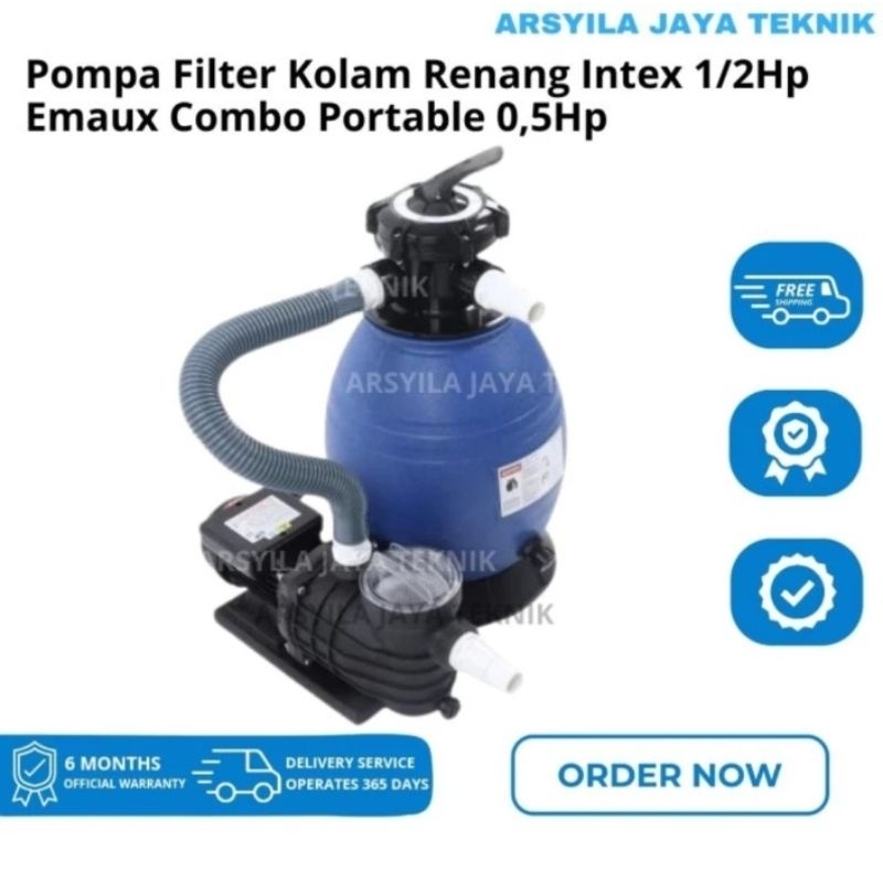 Pompa Filter Kolam Renang Intex 1/2Hp Emaux Combo Portable 0,5Hp