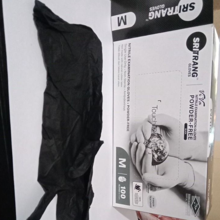 Potongan Sarung tangan hitam detailing nitrile black nitrile hitam