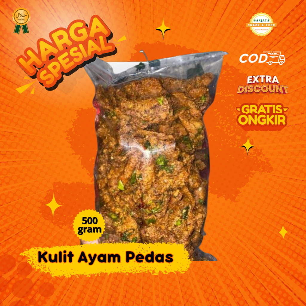 

kulit ayam crispy 500 gram pedas daun jeruk