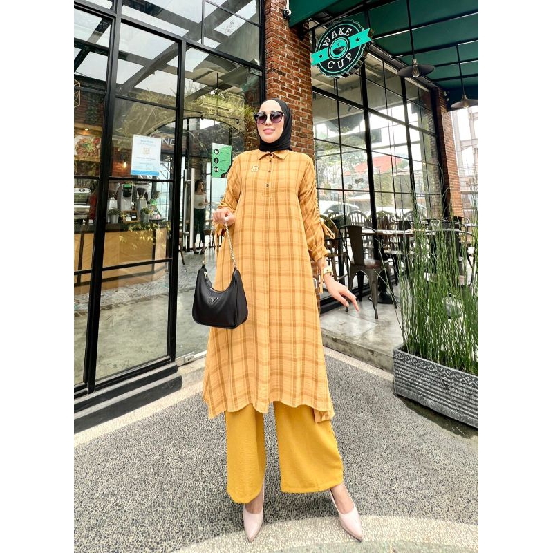 Zahira1808 Shenna 5 Set Tunik Kulot Bahan Baju Armani Silk Mix Celana Bahan Krinkle  Gamis Muslim Sy