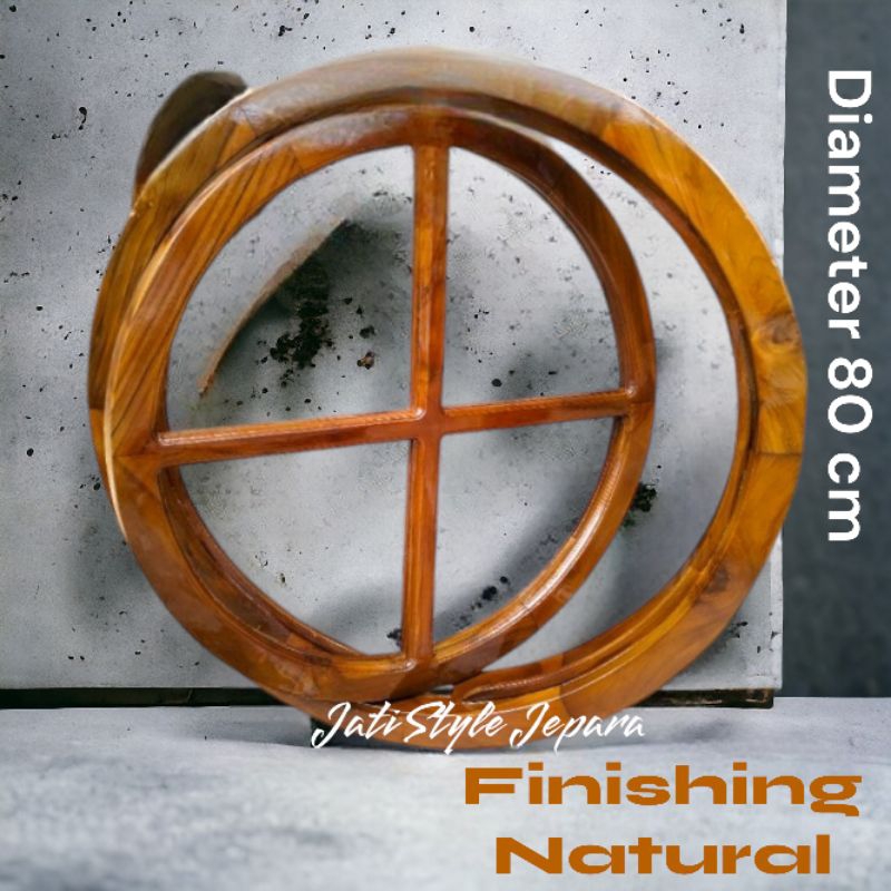 kusen Jendela Bulat Classic • Kayu Jati tpk grade A •  Diameter 80cm fb2_80cm