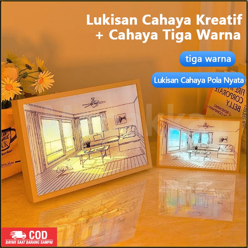 Lukisan cahaya lukisan sinar matahari lukisan cahaya malam lampu samping tempat tidur lukisan dekora