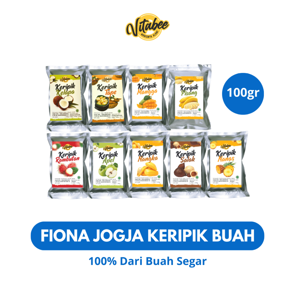 

Vitabee Keripik Buah Grade A Khas Malang 100 Gram Mix Apel Pisang Nangka