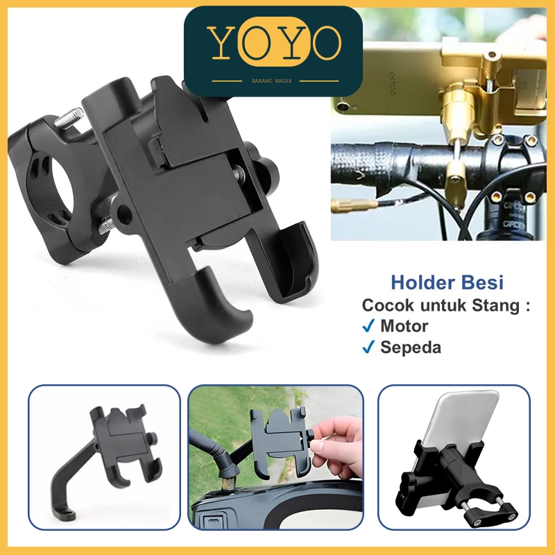 Holder HP Motor Besi di Spion Motor/ Stand Holder HP Motor Besi