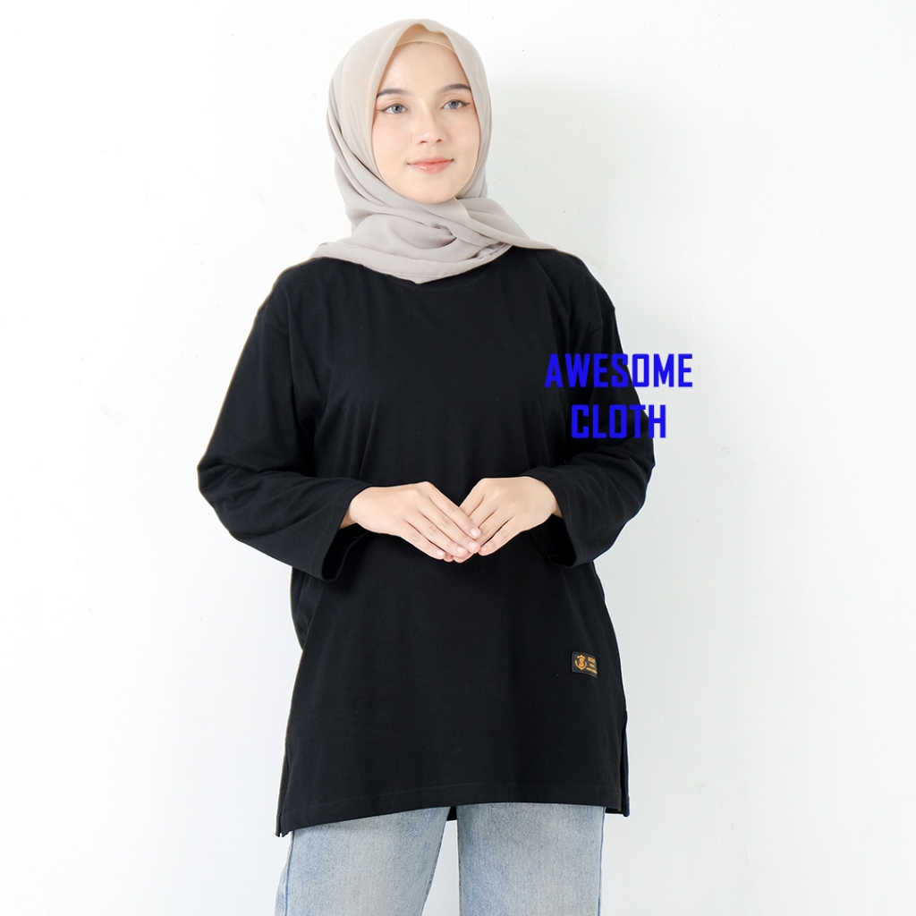 kaos panjang polos wanita kaos tangan panjang wanita kekinian kaos lengan panjang wanita jumbo tebal