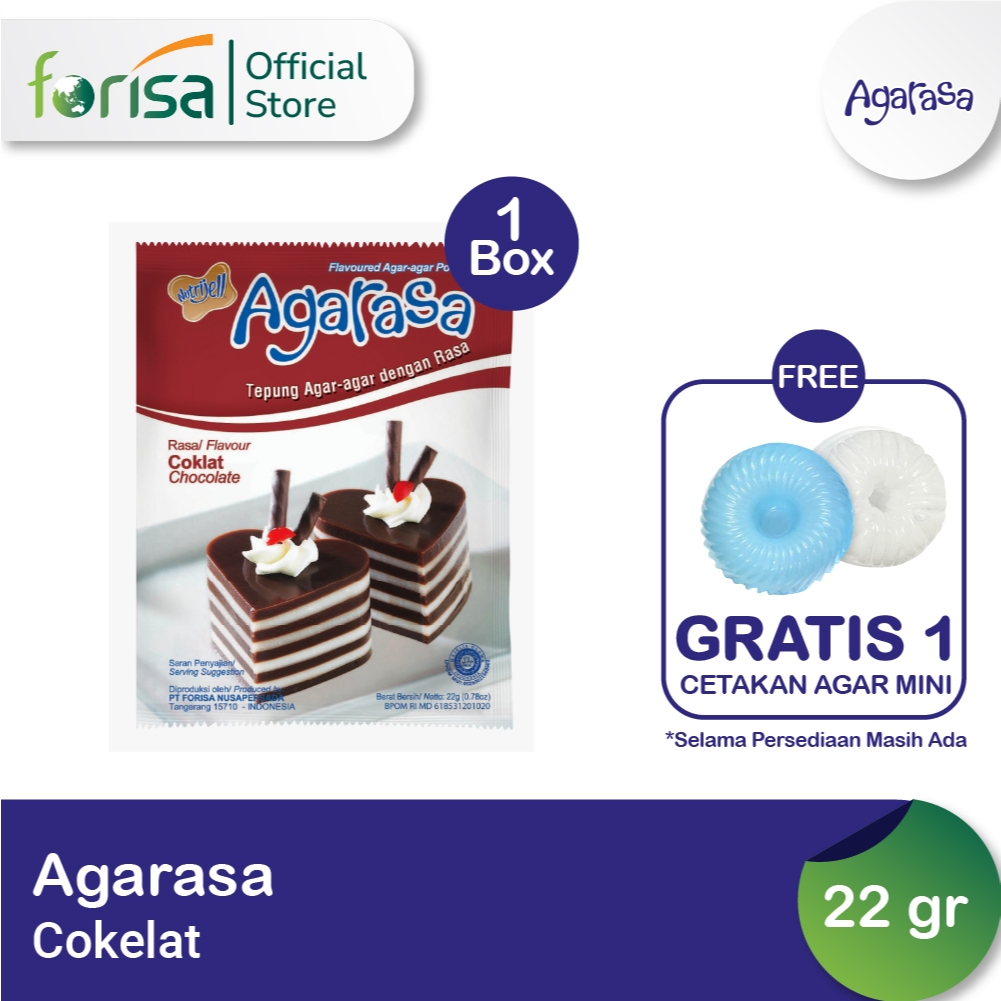 

[FREE Cetakan Agar Mini] Agarasa Coklat 22 gram Box 6 pcs