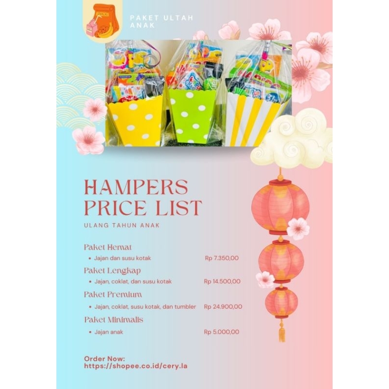 

Hampers/ Paket Muarah Ulang Tahun Anak