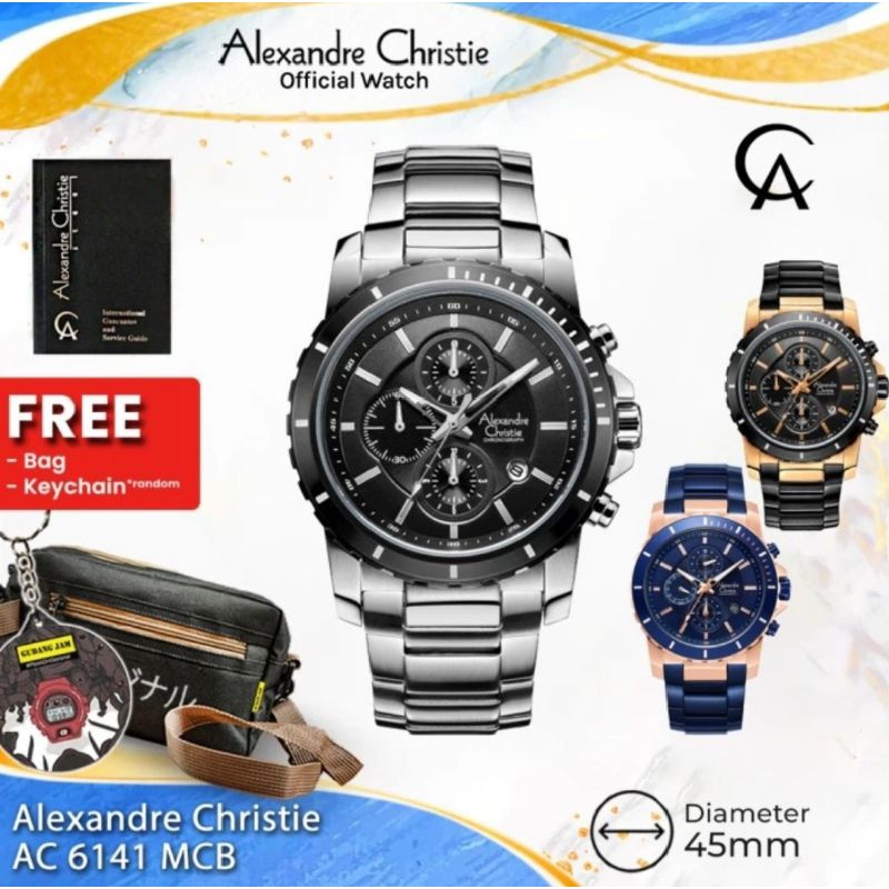 Alexandre Christie Pria AC 6141 MCB AC 6141 AC6141MCB Black Silver - Blue Rose Gold
