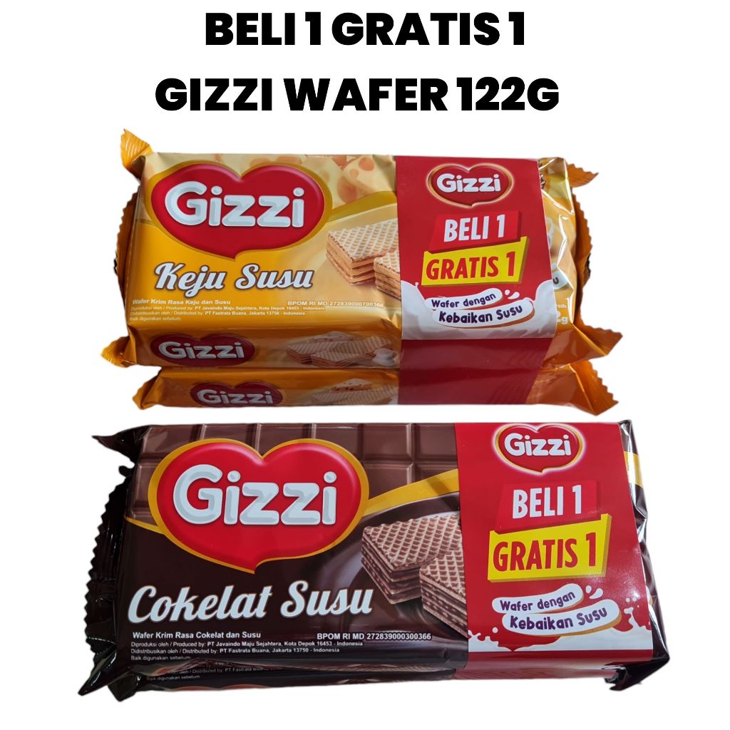 

[BUY 1 GET 1] GIZZI Wafer Coklat Susu / Keju Susu 122gr