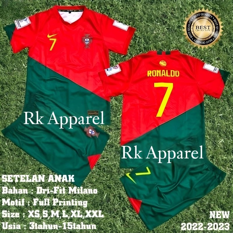 Setelan Baju Bola Anak portugal pialadunia Jersey Ronaldo jersey portugal