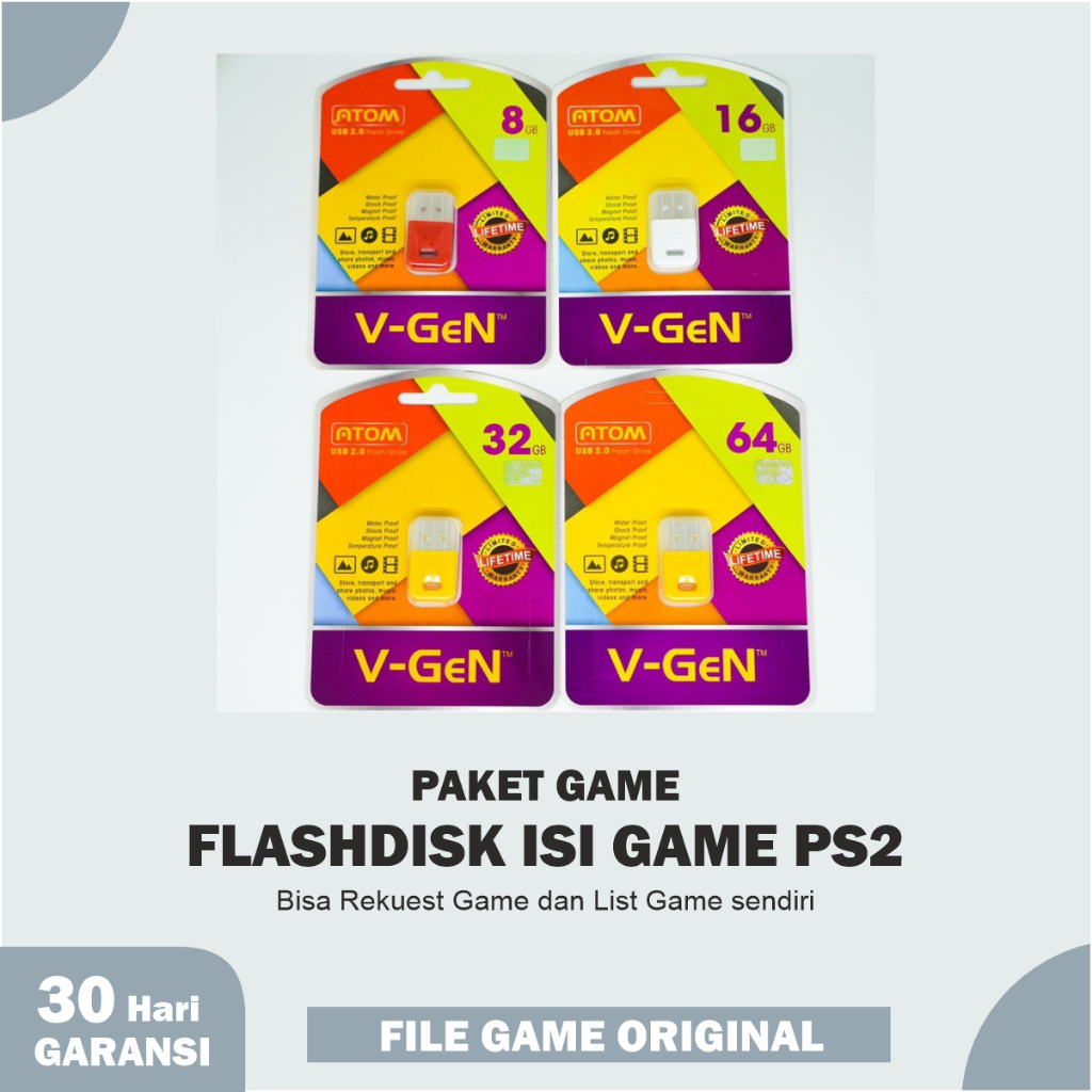 Paket Flashdisk 8GB - 16GB - 32GB - 64GB - 128GB External ( PS2 ) untuk PS2