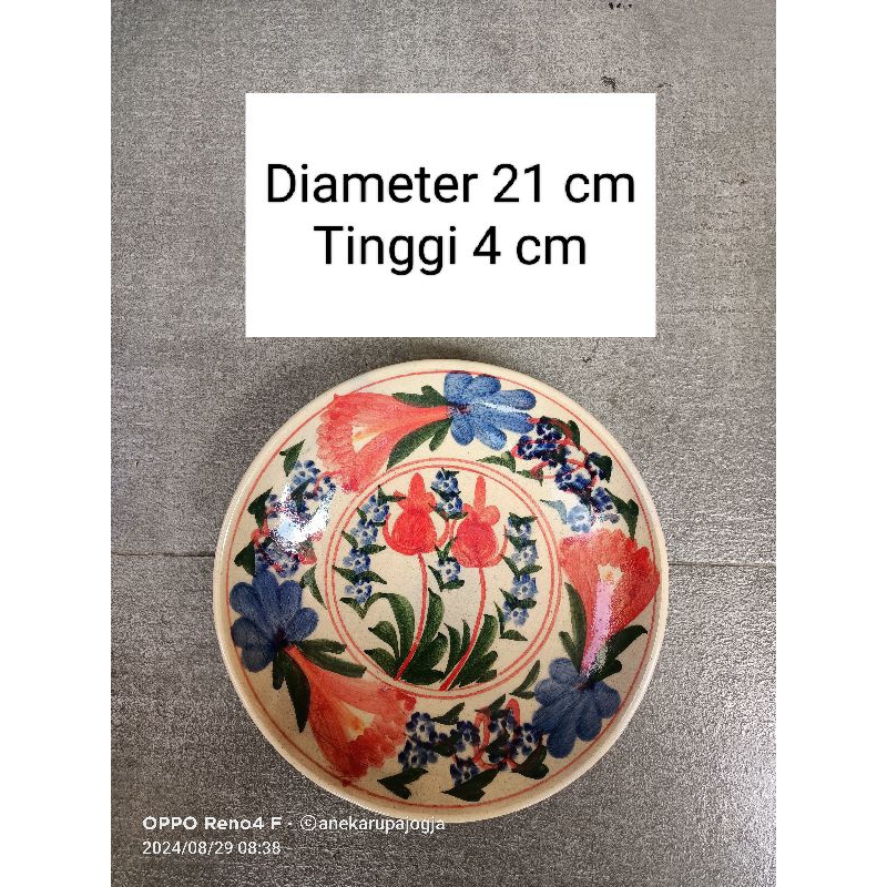 Piring keramik lukis motif kangkung seperti kuno antik untuk dekorasi hiasan dinding