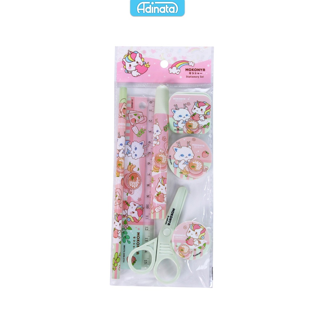 

Mokonya Stationery Set 7 Pcs - Adinata / Paket Alat Tulis / Alat Tulis Karakter / Alat Tulis