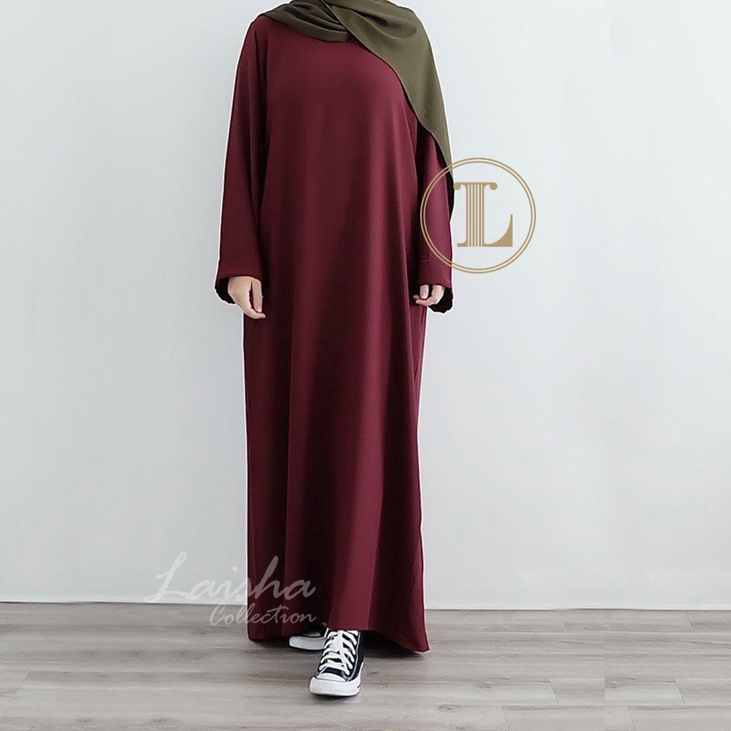 (Bisa COD) Abaya polos terbaru wanita muslimah kekinian wolpis premium / Gamis abaya turki wanita de