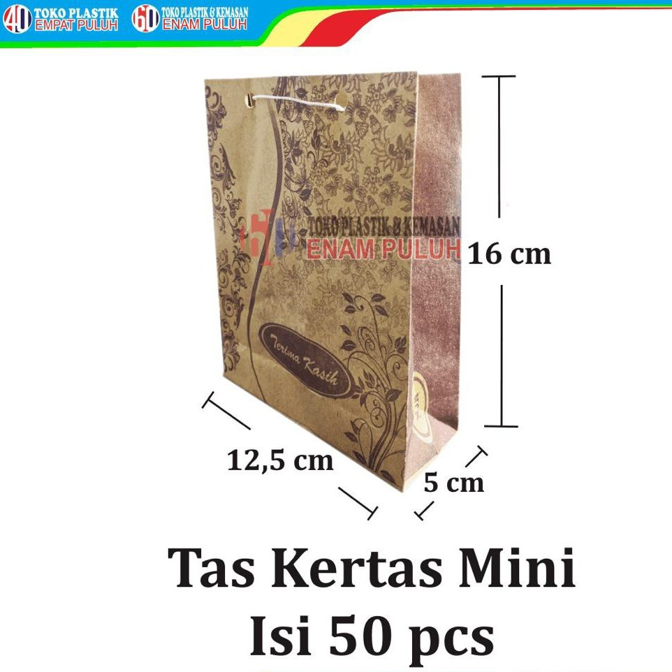 

Tas Kertas Mini isi 50 tenteng kecil wadah snack batik paper bag syukuran hajatan grosir