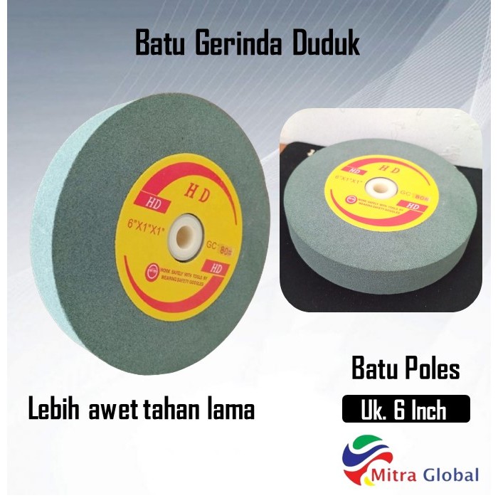 Batu Gerinda Gurinda Duduk 6 Inch Grit 80 Harga Satuan / Batu Poles Hijau Batu Asah Akik