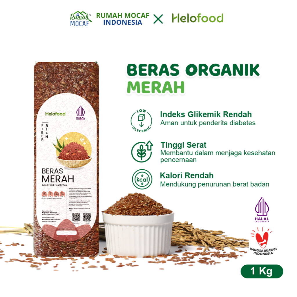 

Beras Merah Organik Mlatiharjo - Beras Rendah Gula - Beras Untuk Diet - 1 Kg