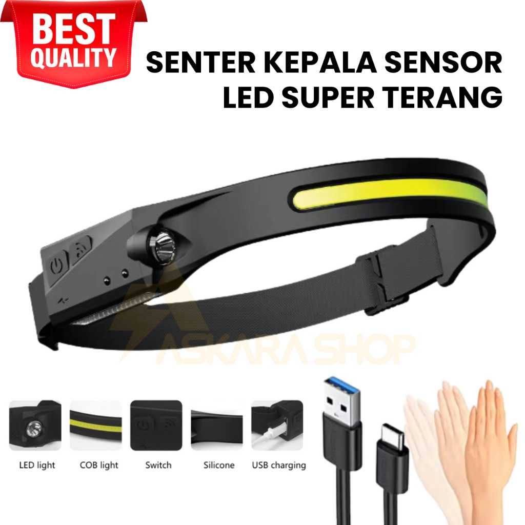 Senter Kepala Flashlight Motion Sensor LED COB+XPE 350LM