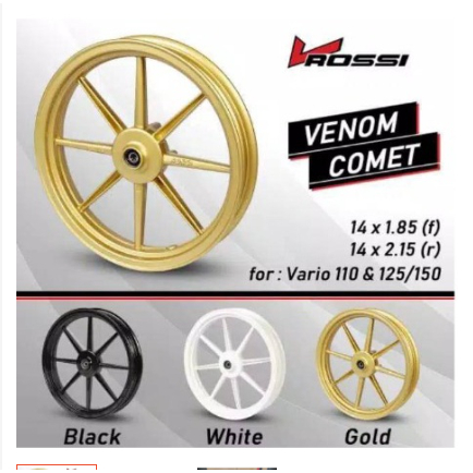 Velg V-Rossi venom comet ring 14 MIO Vario Beat Scoopy GENIO Vario125/150 Mio M3