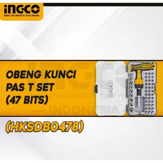 47 set obeng kunci pas T-Handle wrench screwdriver INGCO HKSDB0478