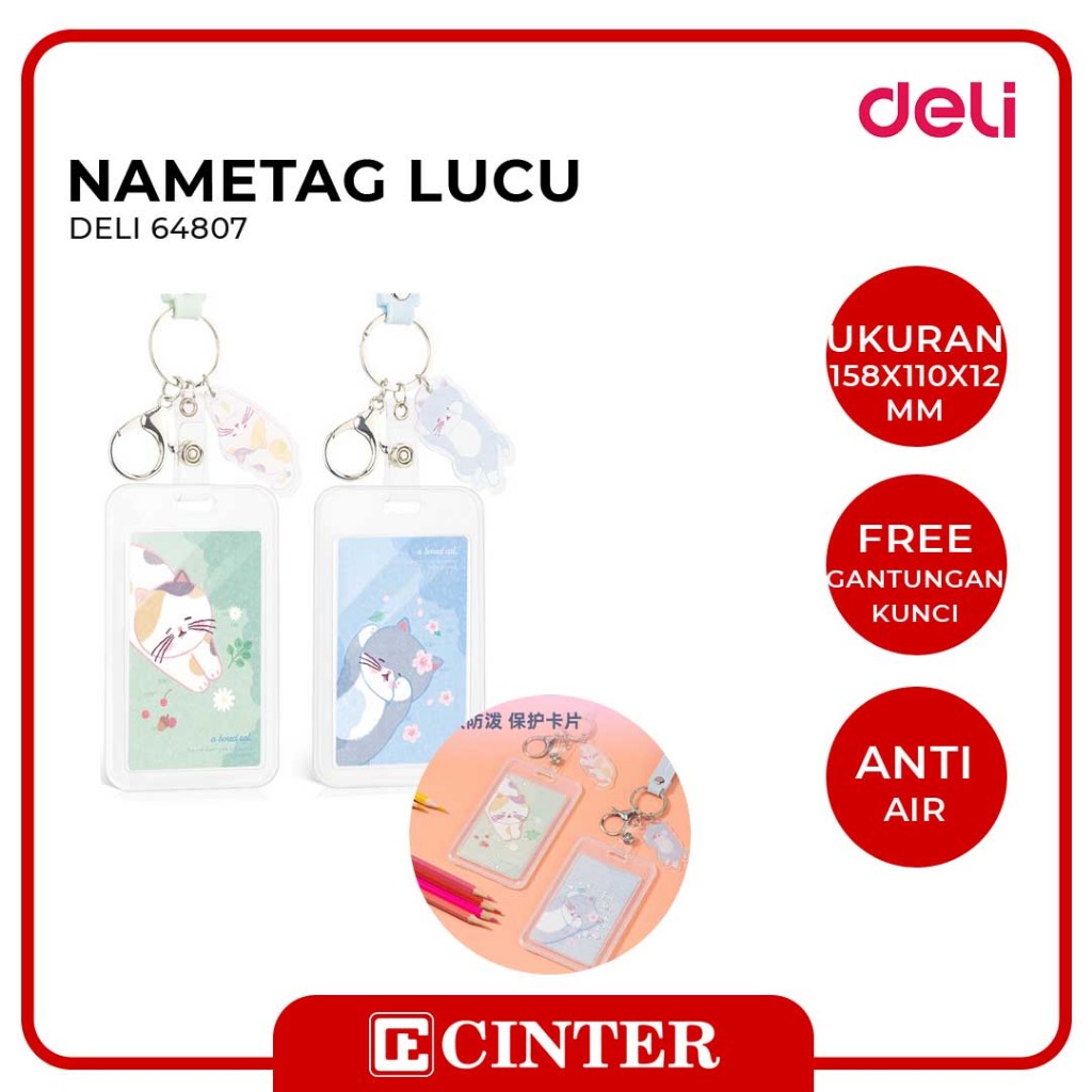 

DELI - NAME TAG / TEMPAT KARTU NAMA / NAME BADGE LUCU MOTIF KUCING SET 64807 WARNA ANTI AIR
