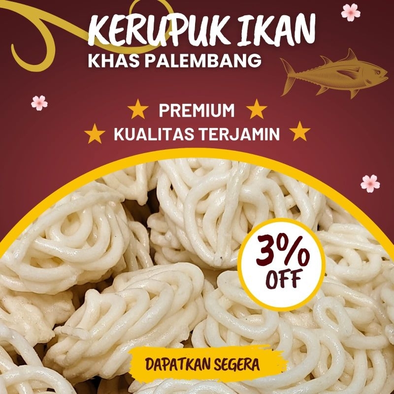 

KERUPUK MIE KHAS PALEMBANG MEREK 'DUA IKAN'