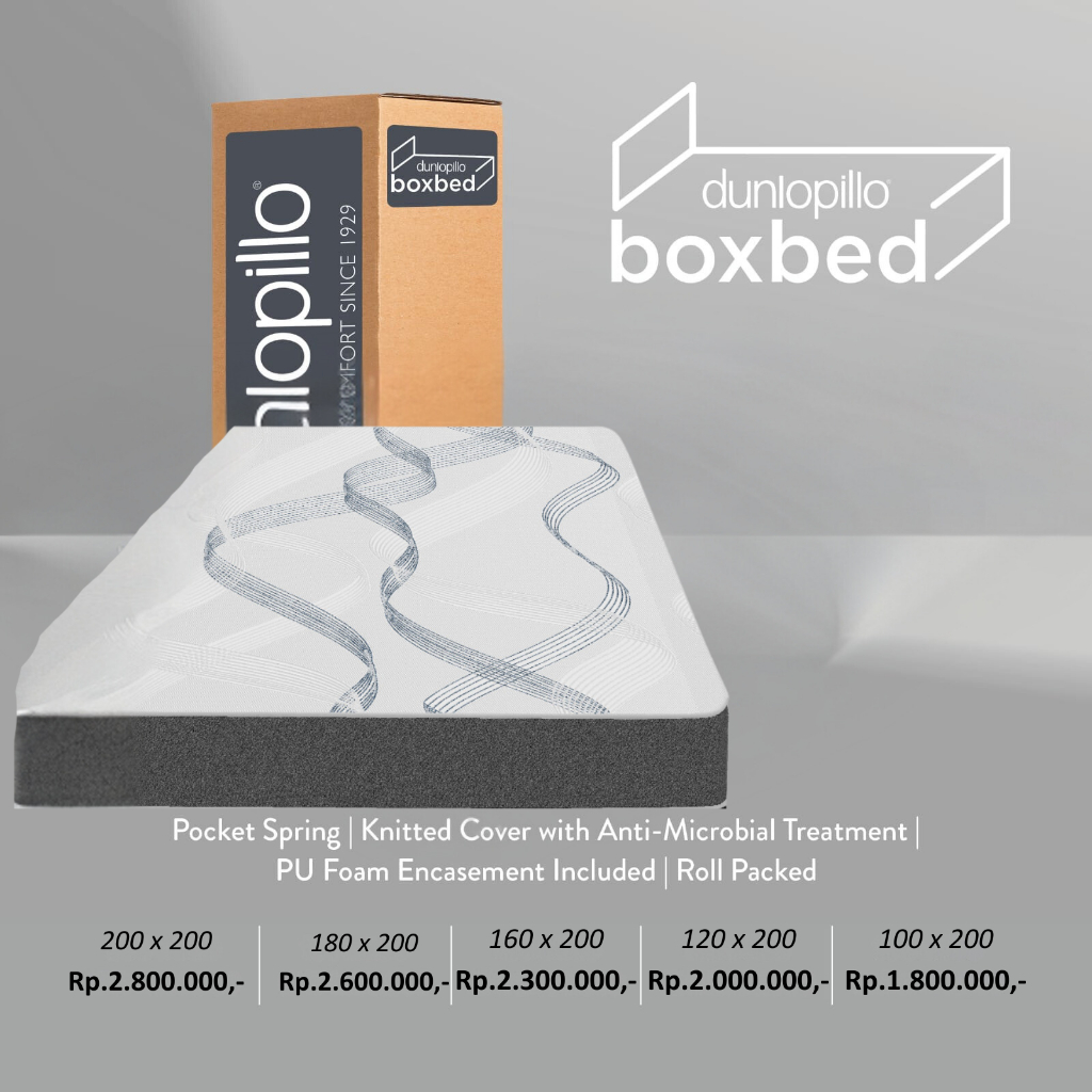 Dunlopillo BOX BED Pocketed Spring Mattress 24 cm w' Foam Encasement ( Kasur Spring Bed Pocket )