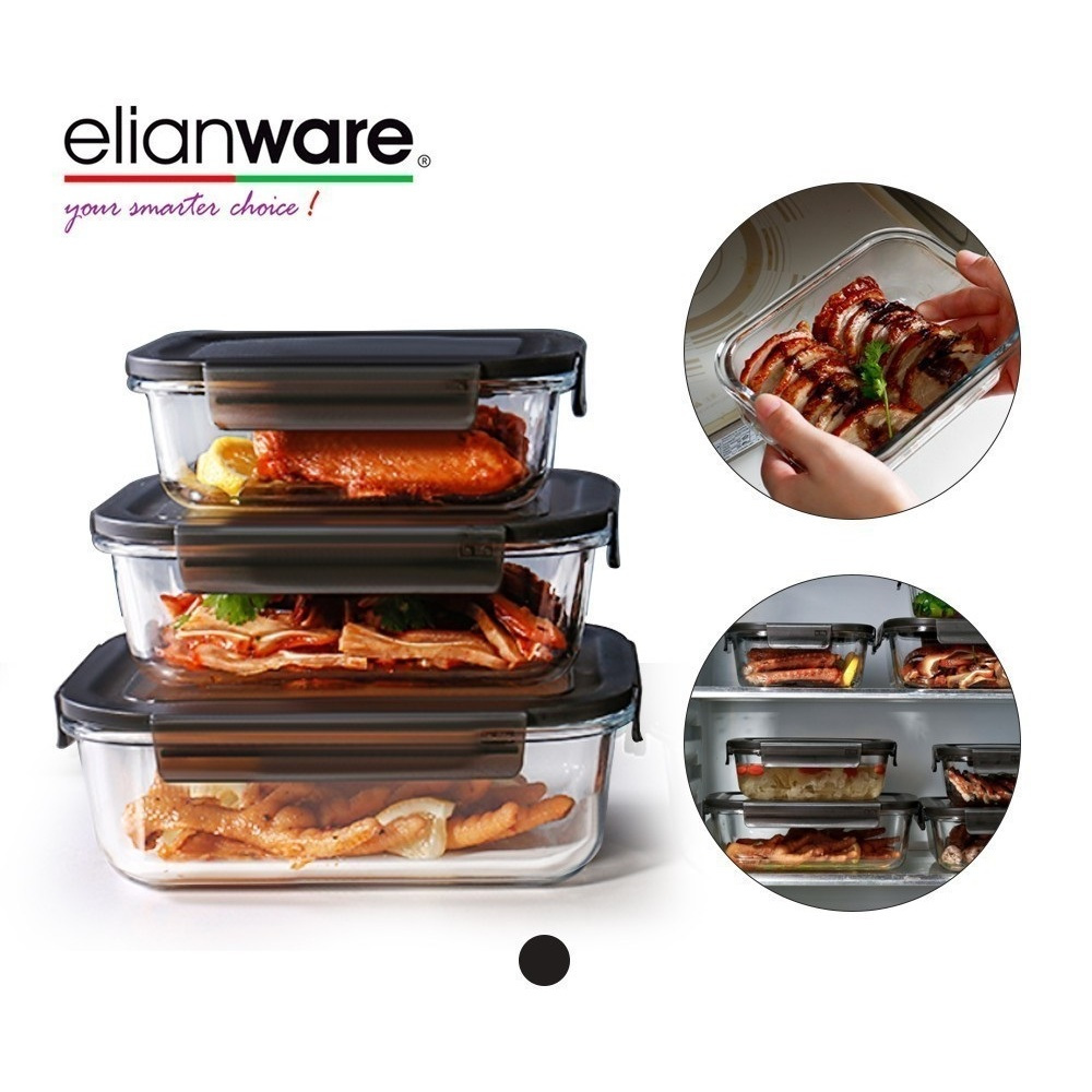 ELIANWARE Borosilicate Glass Food Container, Anti-Leaking Lunch Box / Tempat Penyimpanan makanan kac