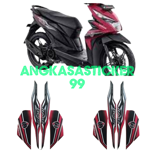 sticker striping body motor beat fi 2019 iss hitam pink