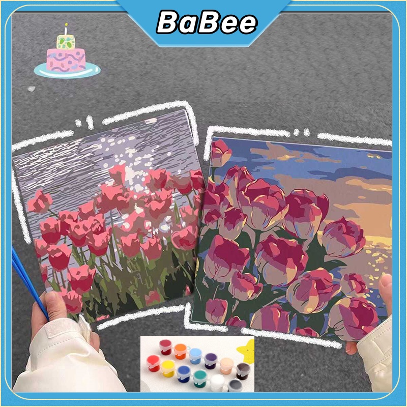 

Babee Kartun 20x20cm Paint By Number Kit DIY Painting Kit Canvas Paint By Number Digital Melukis