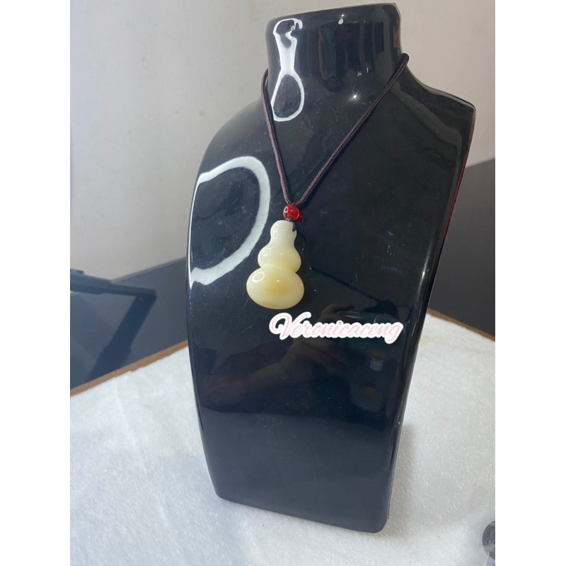 Kalung Liontin Giok - Liontin Putih - Liontin Kerang putih - Bambu - Zhu - Liontin Buddha - Kalung K