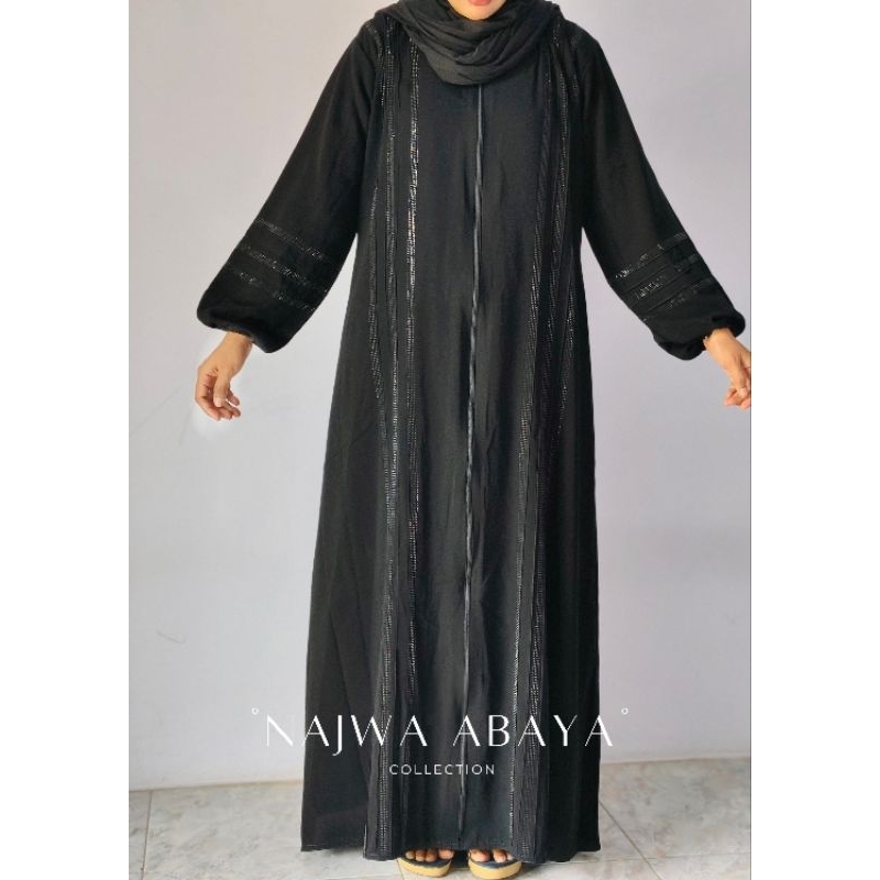 abaya hitam gamis wanita arab turki dress Zipper canda black swarosky