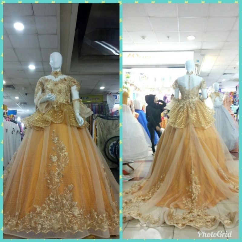 Gaun Pengantin Preloved Gold
