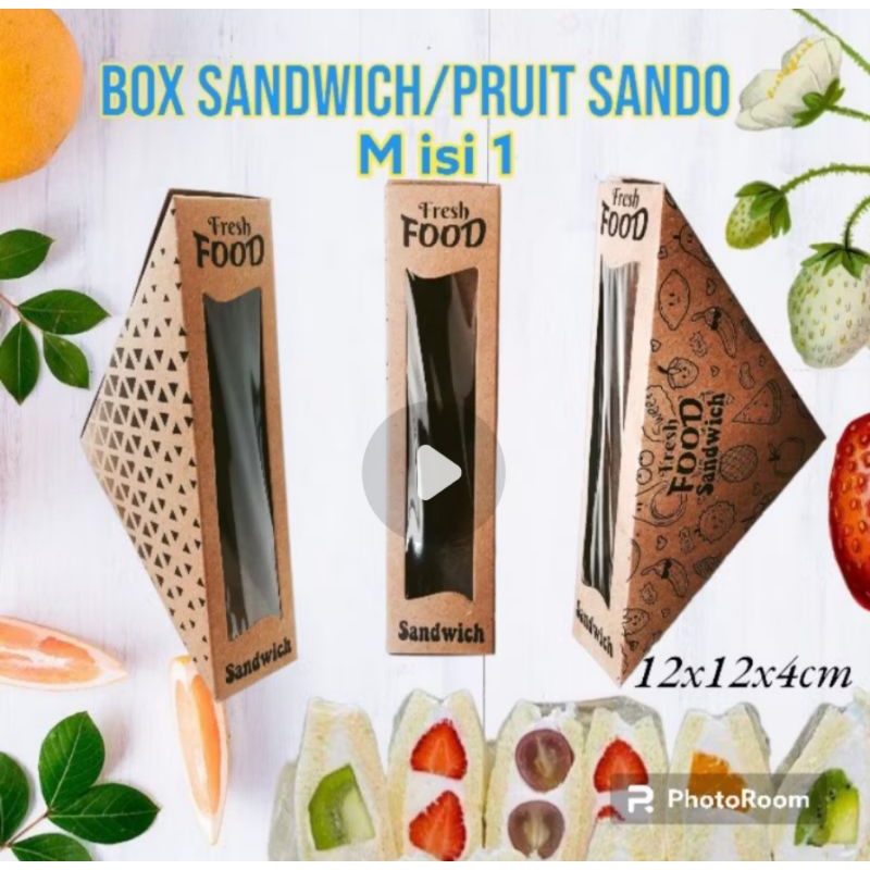 

box Sandwith mika/pruit sando segitiga motif terbaru isi 1 12x12x 4
