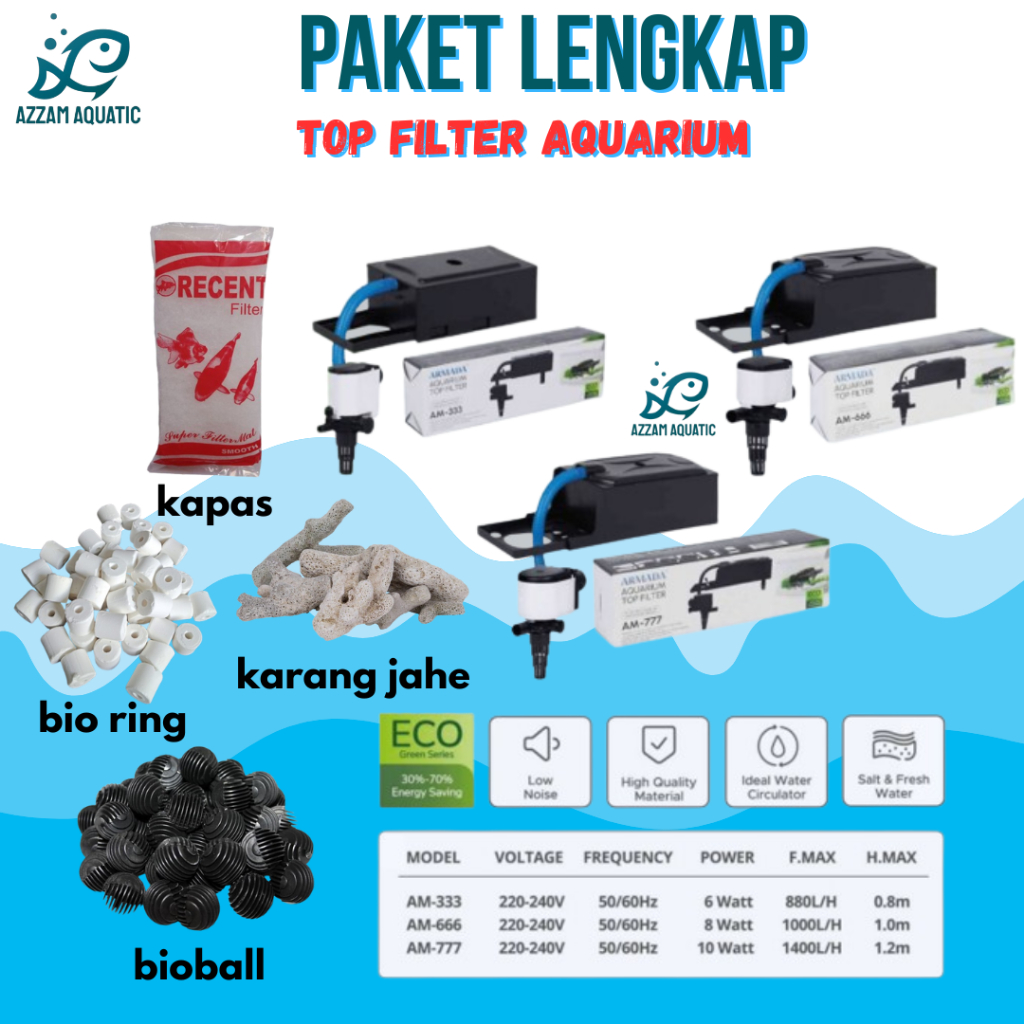 dreams_honey PAKET LENGKAP TOP FILTER BOX FILTER ATAS LOW TT KECIL SEDANG BESAR JUMBO UNTUK AQUARIUM