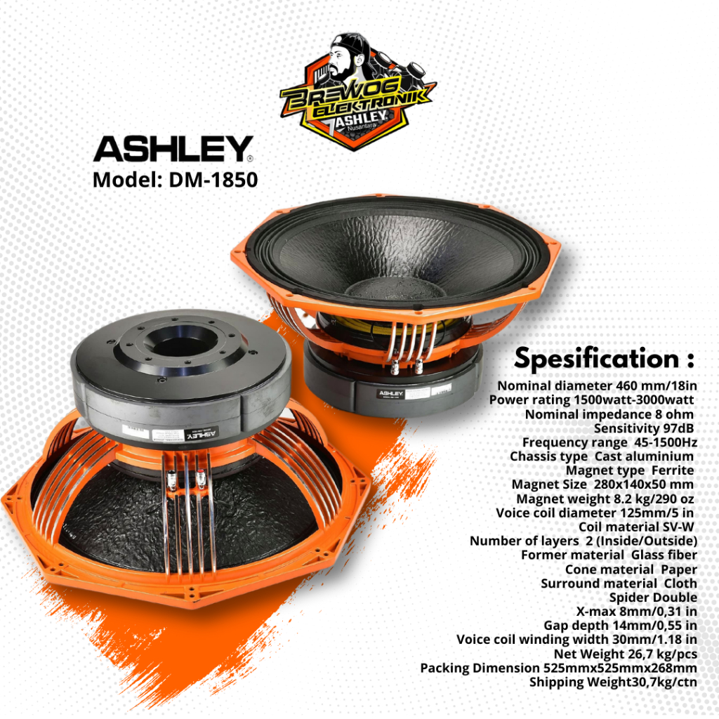 SPEAKER DOUBLE MAGNET DM-1850 ASHLEY