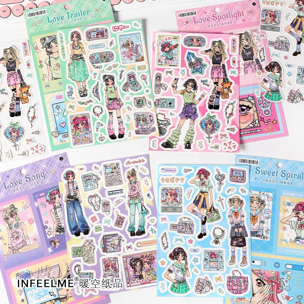 

[WindHeart] 1 lembar sticker sheet y2k japanesse girl sticker style y2k japanesse