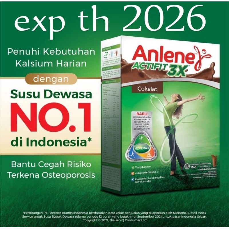 

susu bubuk ANLENE actifit 3x rasa ori & coklat 590gr