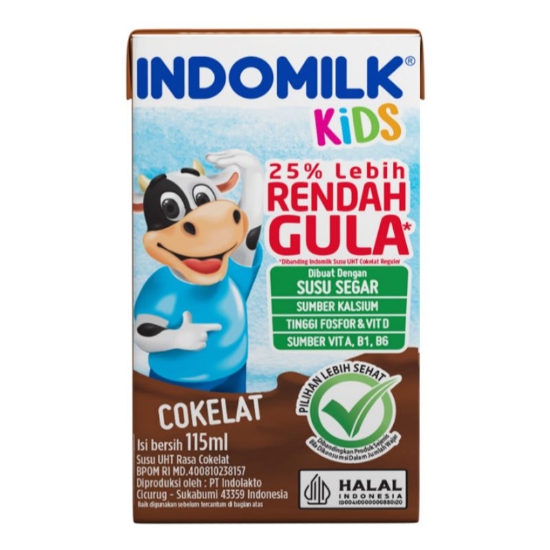 

INDOMILK Kids Susu UHT Cokelat Rendah Gula 115 ml