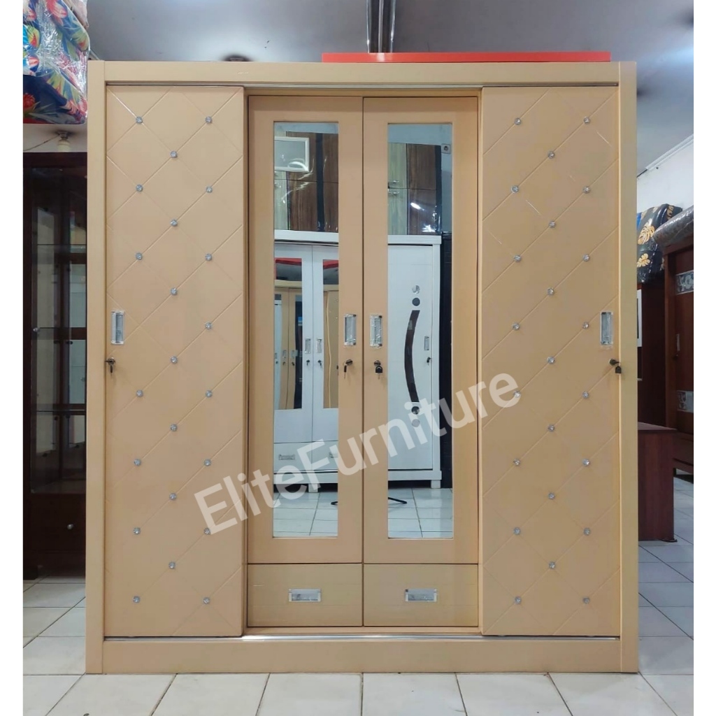 Lemari Baju Sliding 4Pintu Putih , Lemari Baju 4Pintu Murah , Lemari Baju 4Pintu Sliding Jumbo