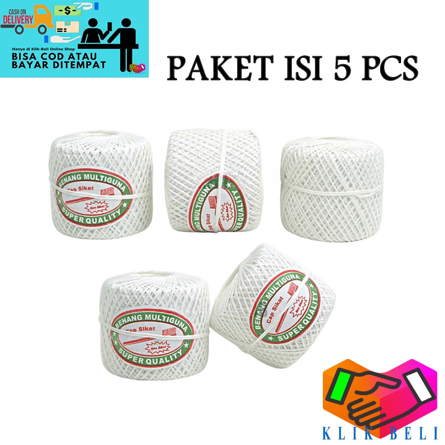 

PAKET ISI 5 PCS Tali Bendera Merah Putih / Tali Benang Kasur Cap Sikat / Tali Rami Bangunan Serbaguna