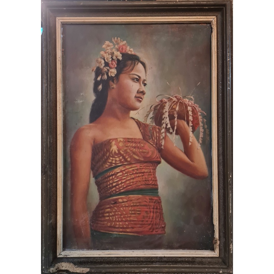 Lukisan Gadis Bali Karya Old Master Jimi Nagiok Pelukis Istana